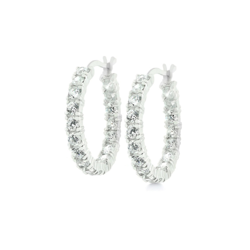 Eternity hoop earrings, Laboratory grown diamonds 0.1 ct tw, 14K white gold